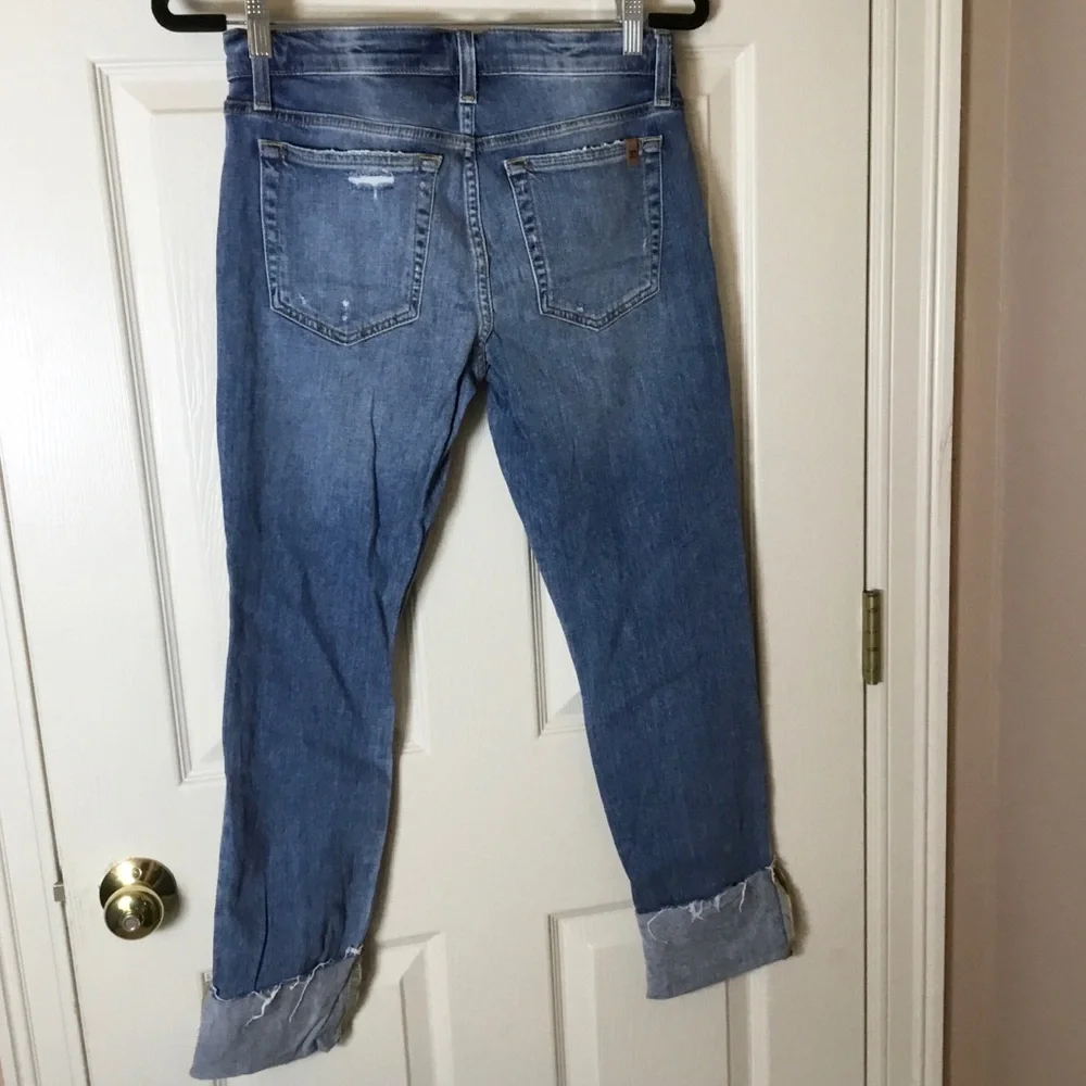Joe’s Jeans Cuff Crop Distressed Blue Jeans - Size 27